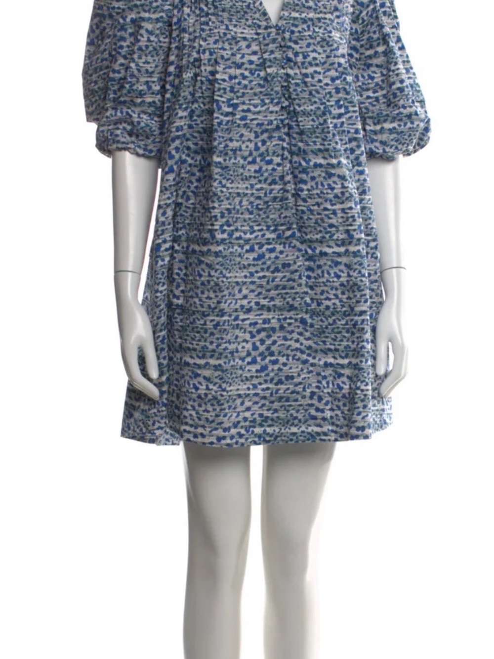 HUNTER BELL Jenkins Blue and White Printed Mini Dress